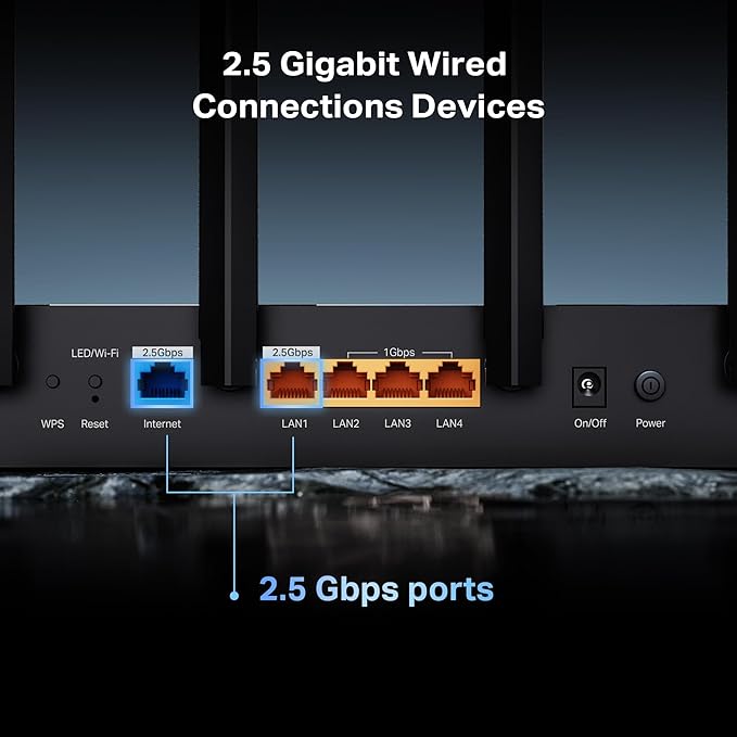 TP-Link BE6500 Dual-Band WiFi 7 Router – Dual 2.5Gbps Ports, USB 3.0, Covers up - Image 5