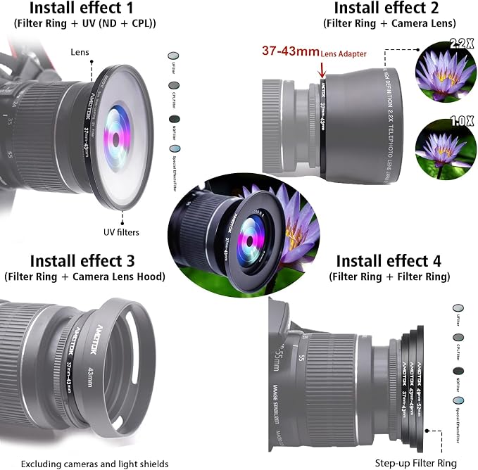 37mm Lens to 43mm Camera Lens Adapter, 37mm to 43mm Filter Step-up Ring Adapter - Image 6