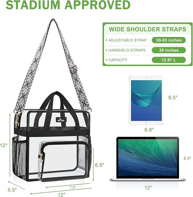 MAY TREE Clear Bag for Stadium Events, Transparent Bag for Concert Sports Gym - Image 3