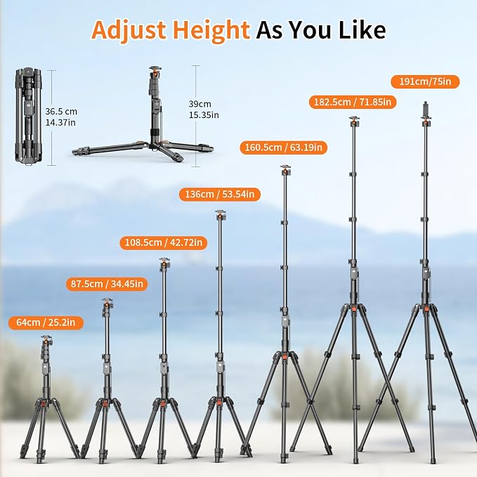 XXZU 75" Camera Tripod, Tripod For Camera Phone - Image 6