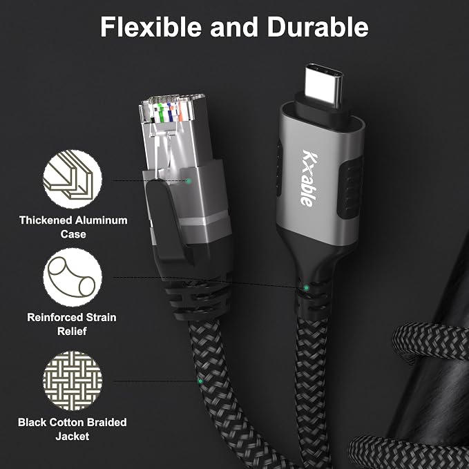 USB C to Ethernet Cable 4FT, Type C to RJ45 Cord, Gigabit Directly Connected - Image 4