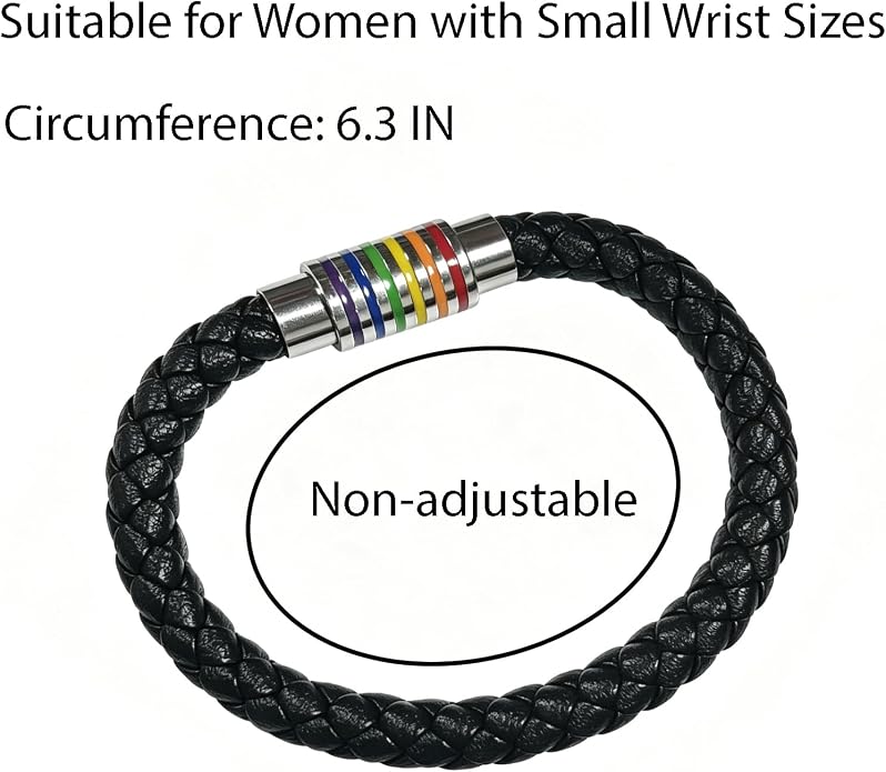 Nanafast Titanium Stainless Steel Rainbow LGBT Pride Bracelet Handmade Braided - Image 2