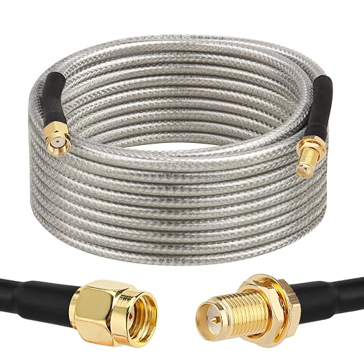 RP-SMA Male to RP-SMA Female Bulkhead Cable 20FT, RG58 Coaxial Cable by XRDS-RF
