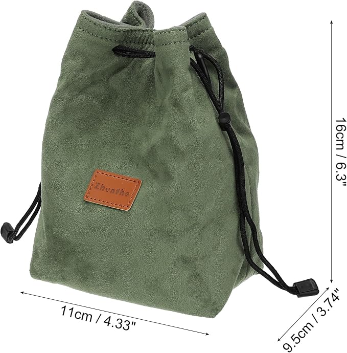 PATIKIL 6.3 x 4.3 Inch Camera Lens Pouch, S Size Drawstring Lens Case Flannel - Image 2
