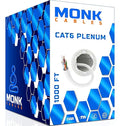 MONK CABLES | CAT6 Plenum Cable 1000ft | UTP, 550MHz | DSX-8000 Certified | by MONKCABLES