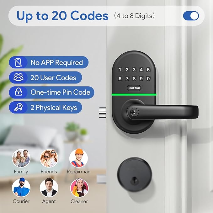 Keypad Door Lock with Handle: Keyless Entry Smart Lock - Image 2