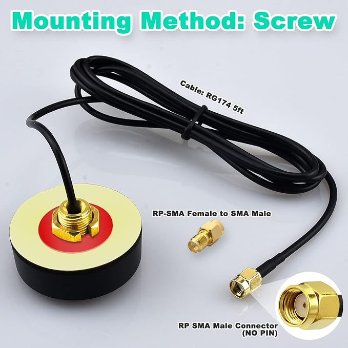 WiFi Puck Antenna Dual Band 2.4G 5.8 GHz, 5dBi Omni-Directional Mini Screw - Image 4