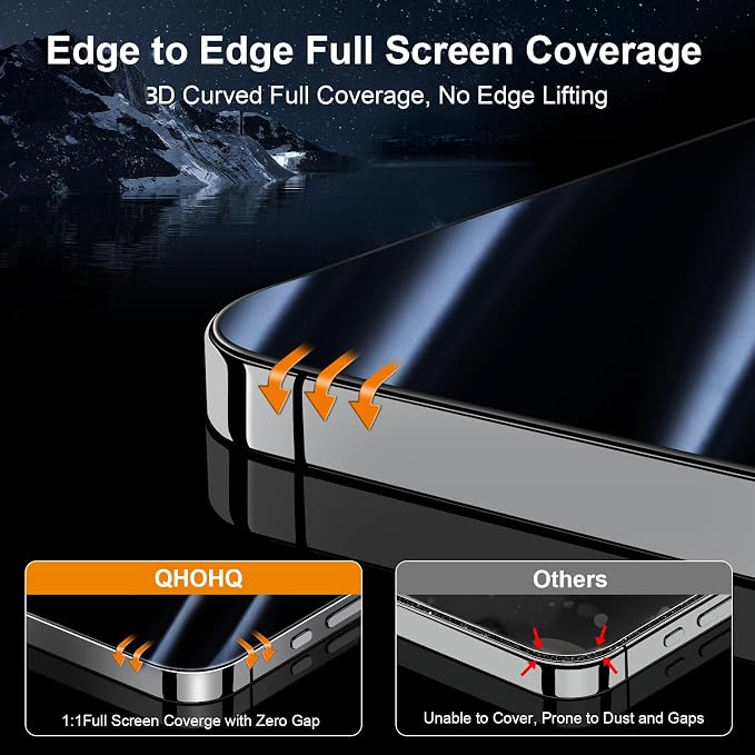 QHOHQ for iPhone 16 Plus Privacy Screen Protector + Camera Lens Protector - Image 3