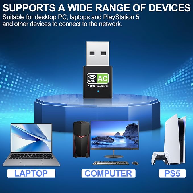 USB WiFi Adapter, 600Mbps Dual Band - Image 3