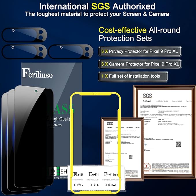 Ferilinso Full Coverage 3 Pack Privacy Screen Protector - Image 4