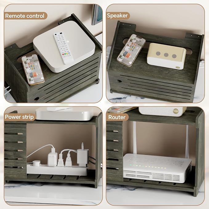 Wooden WiFi Router Storage Box Hider Shelf, Decorative Projector Box Hider Rack - Image 4