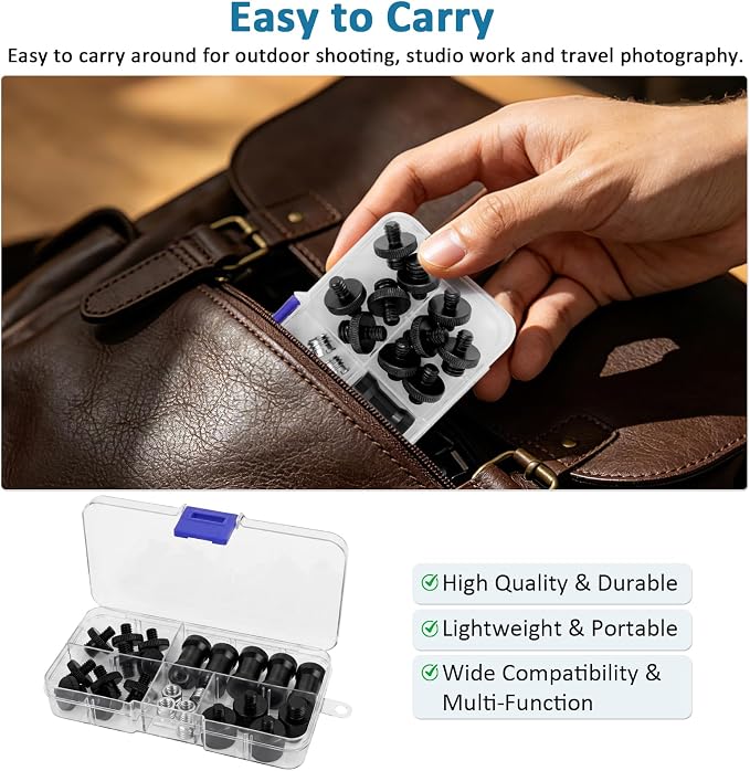 24 Pcs Camera Tripod Adapter, 1/4 to 3/8 Threaded Converter Camera Screw Mount - Image 6