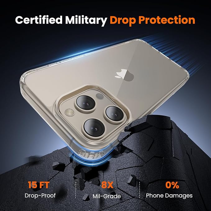 toushion 3 in 1 for iPhone 15 Pro Case Clear, Screen Protector *1 & Camera Lens - Image 3