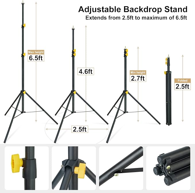 LINCO Lincostore Backdrop Support Stand Kit 10x6.5ft Adjustable Photography - Image 5