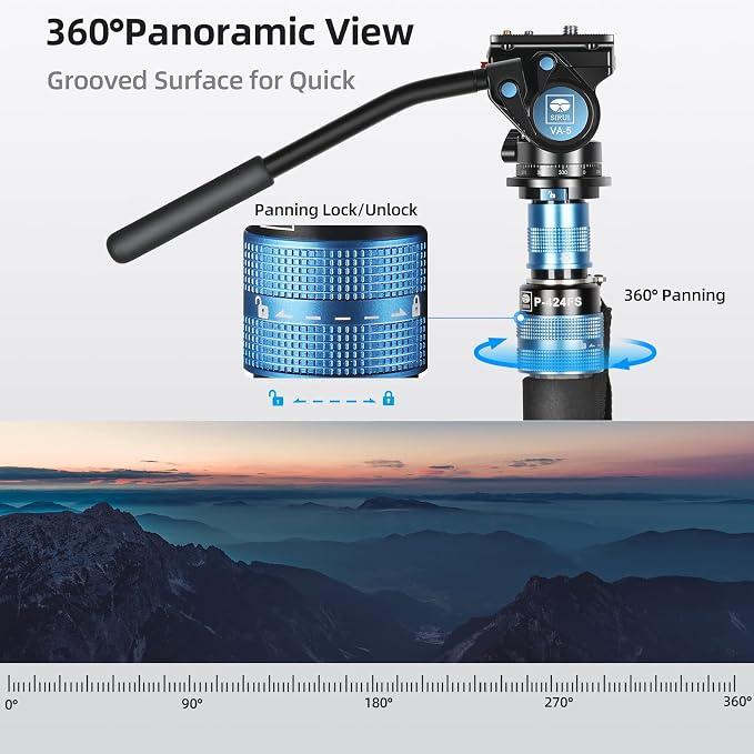 SIRUI P-424FS Carbon Fiber Camera Monopod Kit, 66.3" Heavy Duty Professional - Image 5