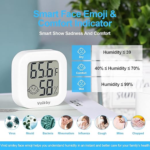 Vaikby Indoor Thermometer 4Pack, Humidity Gauge Meter Digital Hygrometer Room - Image 4
