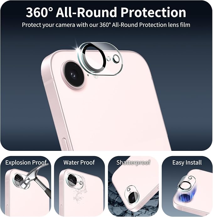 2+2-Pack Anti-Blue Light Tempered Glass Screen Protector & Camera Lens Protector - Image 6
