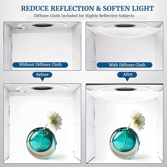 Portable Photo Studio Light Box, PULUZ 16"x16" Professional Dimmable Shooting - Image 3