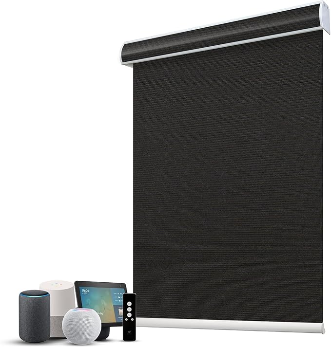 SmartWings Motorized 100% Blackout Shades Blinds, Custom Size, Cordless Window by SmartWings