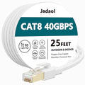 Jadaol Cat 8 Ethernet Cable 25 ft, 40Gbps 2000MHz Flat RJ45 S/FTP LAN Patch by Jadaol