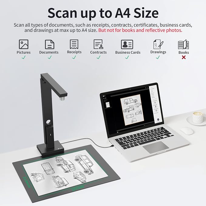 CZUR Lens800 Pro 8MP Portable Document Scanner & Document Camera, - Image 3