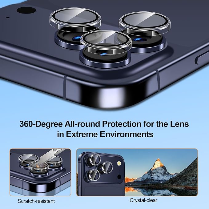 QHOHQ 3 Pack Screen Protector for iPhone 17 Pro + 1 Set Camera Lens Protector - Image 8