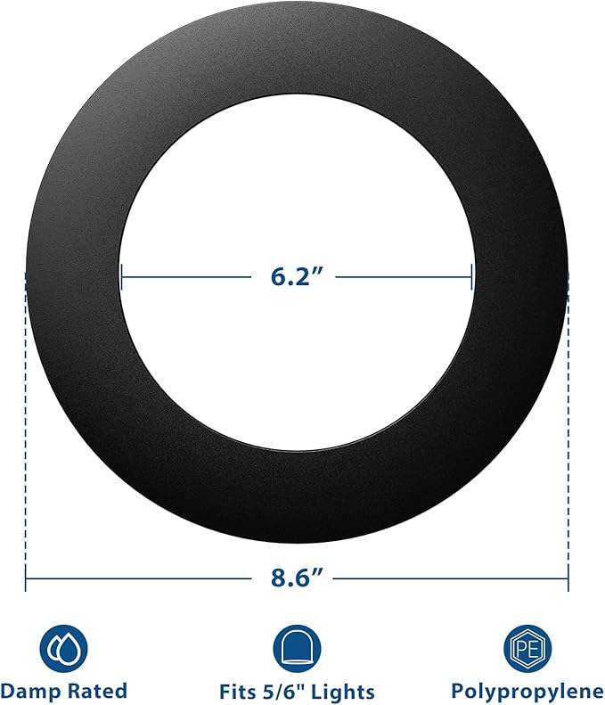 Amico 6 Pack Goof Rings for 6 Inch Recessed Lights, Can Light Trim Ring Cover - Image 2