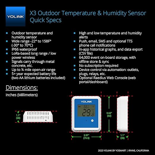 YoLink 2-Pack X3 Version Temperature Humidity Data Logger, Longest Wireless - Image 3