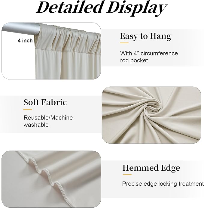 10ft x 15ft Beige Backdrop Curtains - Image 5