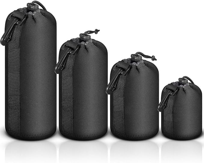Selens 4 Pack Lens Cases with Thick Protective Neoprene Camera Lens Pouch Set by Selens