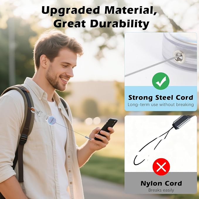 MoKo Anti-theft Phone Tether, Universal Phone Lanyard Retractable Steel Line - Image 2
