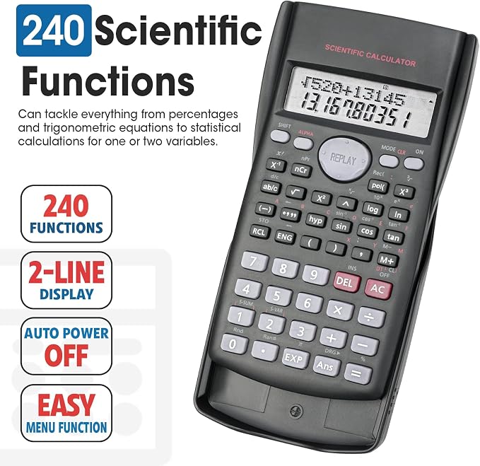6 Pack Scientific Calculators Bulk, 2-Line Large Screen Display 240 Functions - Image 2