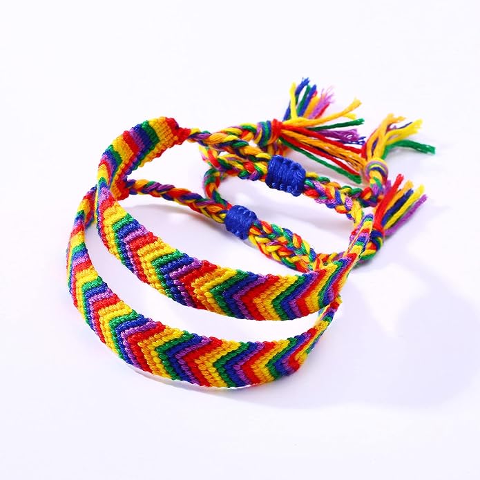 Nanafast Titanium Stainless Steel Rainbow LGBT Pride Bracelet Handmade Braided - Image 3