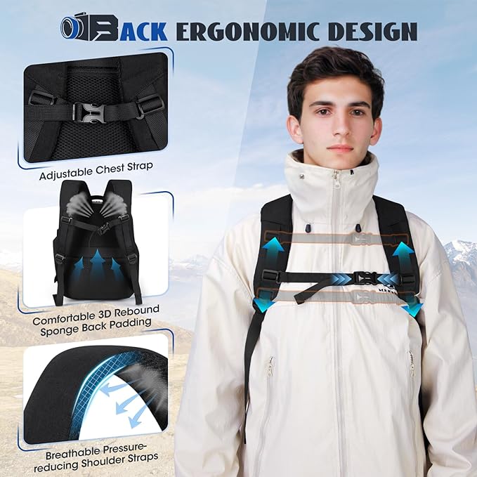 RAINSMORE Camera Backpack Camera Bag - Image 5
