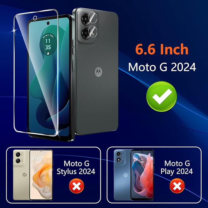 Designed for Motorola Moto G 5G 2024 Tempered Glass Screen Protector + Camera - Image 2