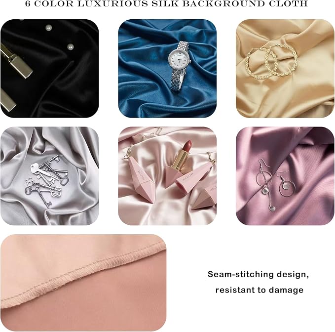 6PCS Product Photography Backdrop, Luxury Silk Texture Photo Props - Image 2
