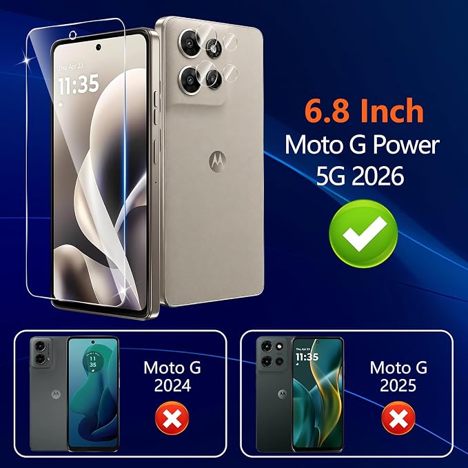 Designed for Motorola Moto G Power 5G 2026 Tempered Glass Screen Protector + - Image 2