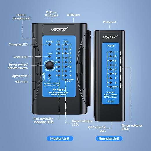 Rechargeable Network Cable Tester, NF-468EU Ethernet Cable Continuity Tester - Image 2