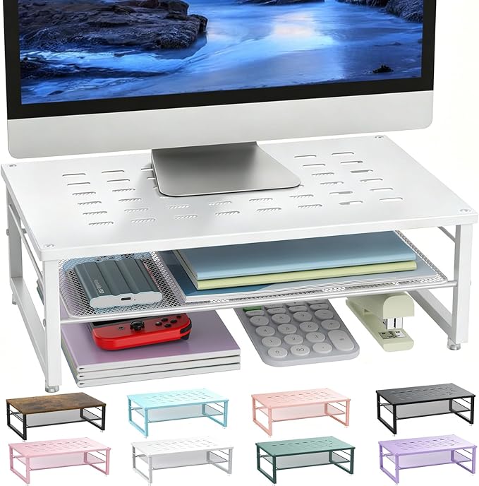 gianotter 2-Tier Metal Monitor Stand Riser, Desk Accessories & Workspace Desk by gianotter