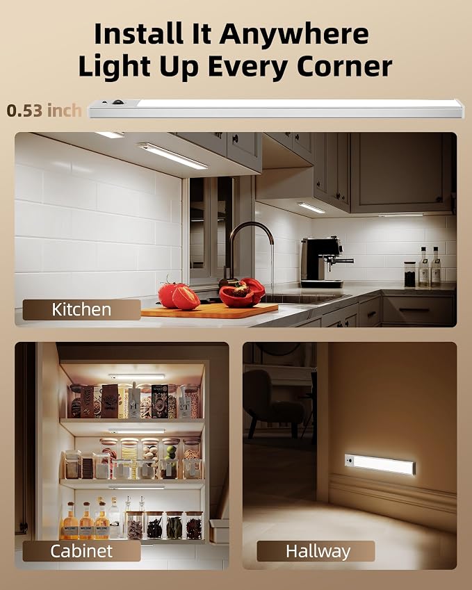 EZVALO 5-Pack Under Cabinet Lighting, 4000mAh Rechargeable Motion Sensor Light - Image 9