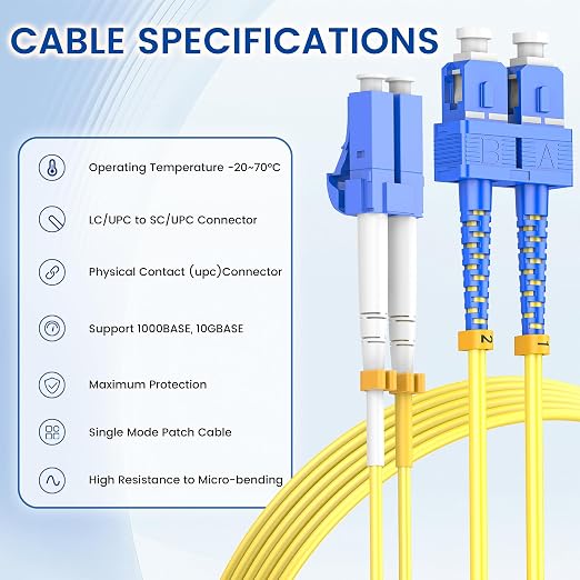 SpeedyCables- 6-Pack OS2 LC to SC Fiber Patch Cable 3M/10ft, 1G/10G Duplex - Image 5