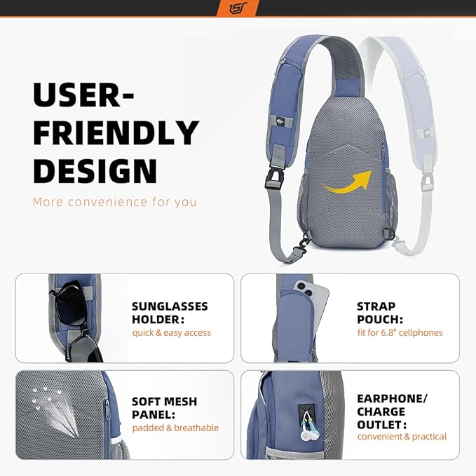 SKYSPER Sling Bag RFID Crossbody Sling Backpack Cross Body Shoulder Bag Travel - Image 4