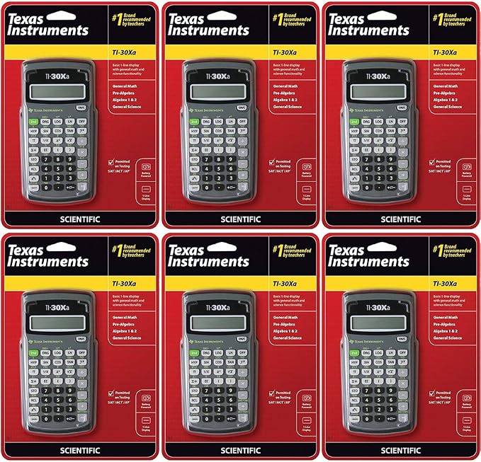 Texas Instruments TI-30Xa Scientific Calculator, 10-Digit LCD, 6 EA, Sold as 1 by Texas+Instruments
