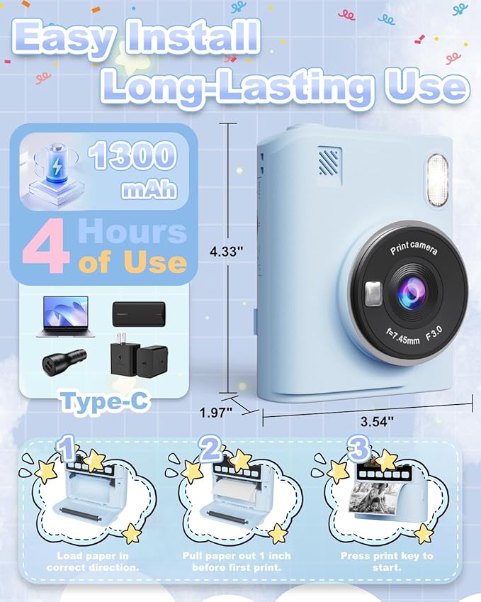 Instant Print Camera for Kids, 1080P Instant Digital Print Cameras for Toddler - Image 4