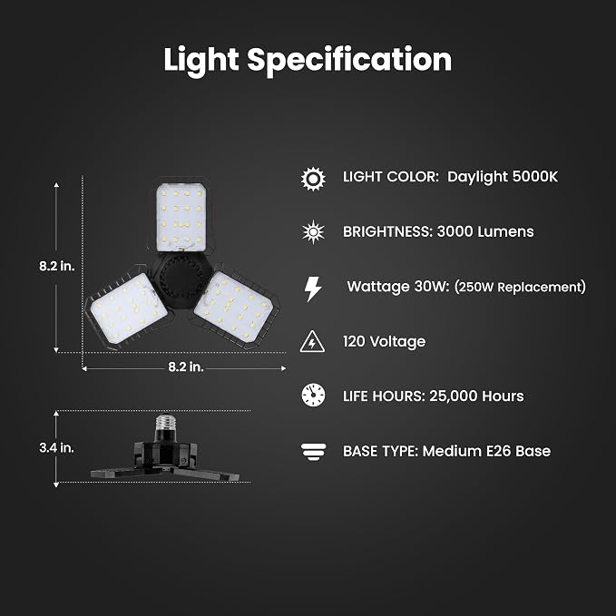 Feit Electric LED Garage Light, E26 Base, 000-Hour Lifetime - Image 2
