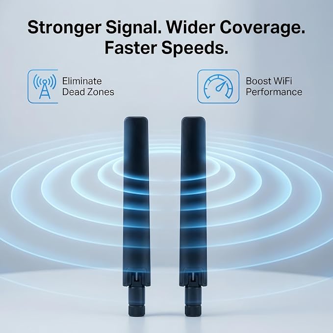 2X WiFi 6E Tri-Band Antenna 10dBi 2.4GHz/5GHz/5.8GHz High Gain MIMO RP-SMA Male - Image 3