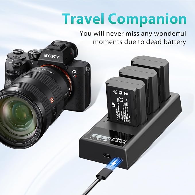 LP NP-FZ100 Battery Charger, 3-Slot USB Charger - Image 6