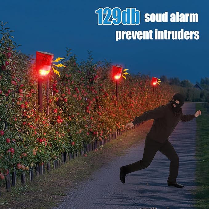 Qualirey Solar Sound and Light Alarm Motion Sensor 129db Outdoor Security Siren - Image 7