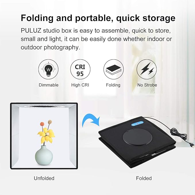 Photo Studio Light Box PULUZ 9.8in/25cm Portable Folding Photography Shooting - Image 7