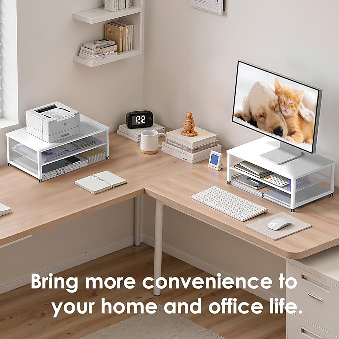 ECOLOVI 2-Tier Computer Monitor Stand Riser, Desk Organizer - Image 6
